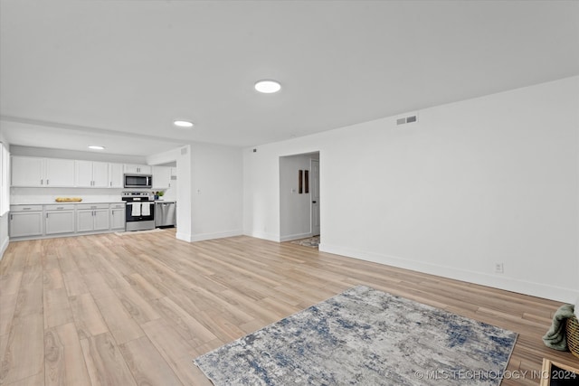 unfurnished living room featuring light hardwood / wood-style flooring