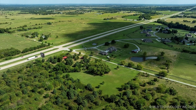 drone / aerial view with a rural view