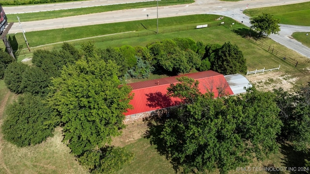 drone / aerial view with a rural view