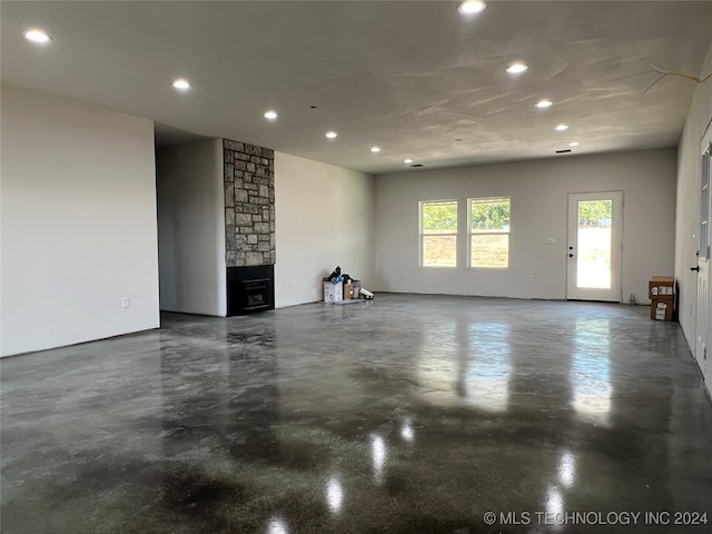 interior space featuring a fireplace