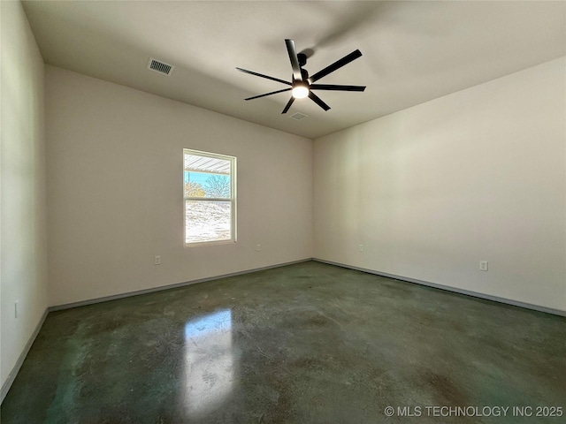 spare room featuring ceiling fan