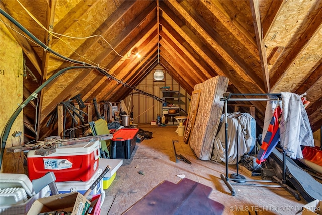 view of unfinished attic