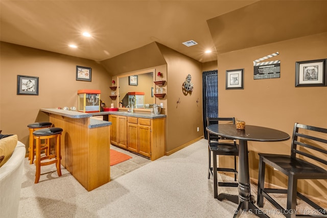 bar with light colored carpet