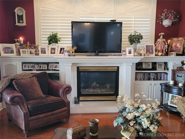 living room with hardwood / wood-style flooring