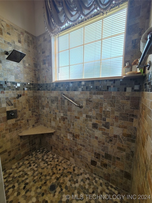 bathroom with tiled shower