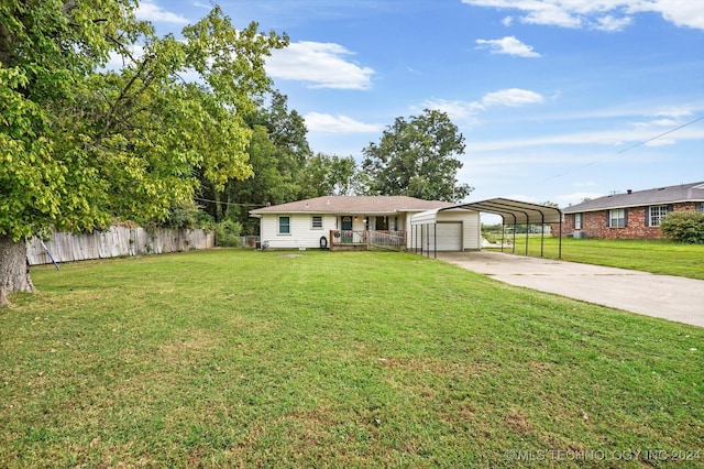 single story home featuring a garage and a front yard