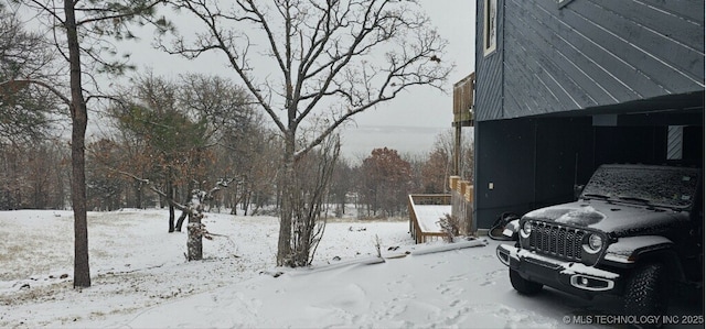 view of yard covered in snow