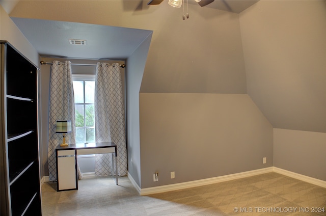 bonus room featuring ceiling fan