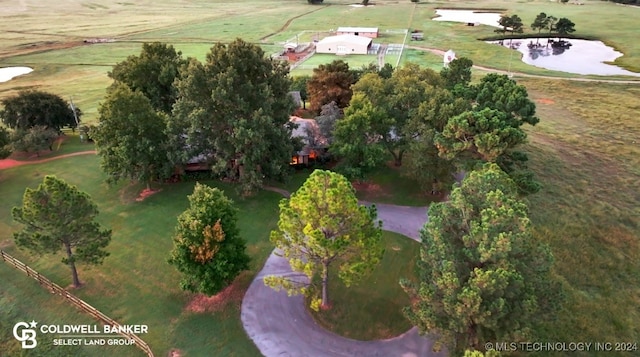 aerial view featuring a rural view