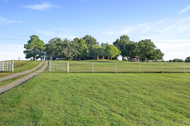 view of yard with a rural view