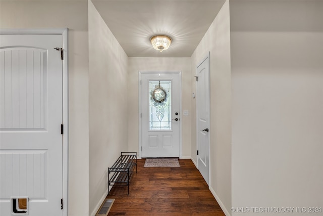 entrance foyer featuring dark hardwood / wood-style flooring