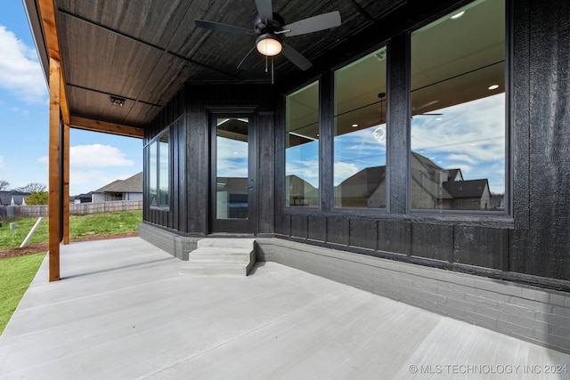 view of patio / terrace with ceiling fan