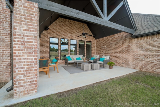 view of patio / terrace featuring an outdoor living space and ceiling fan