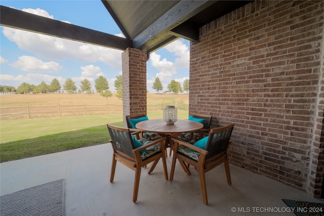 view of patio featuring a rural view