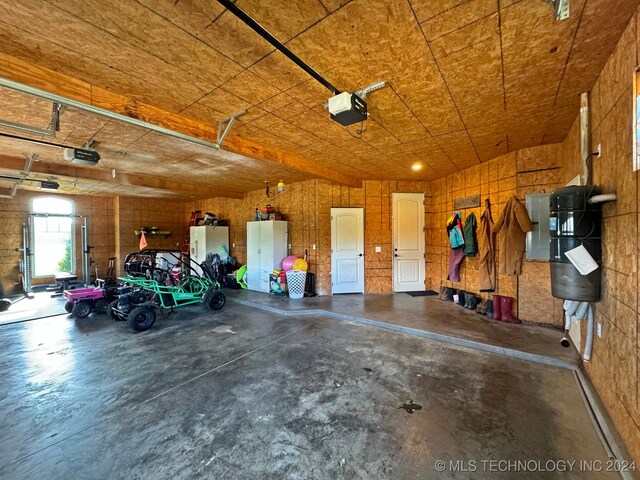 garage with a garage door opener