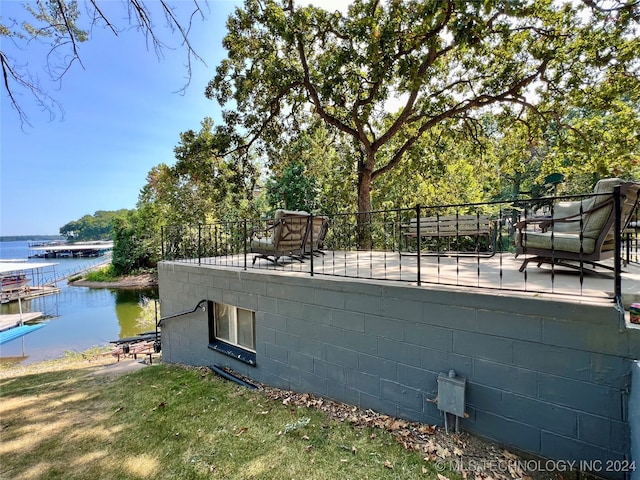 view of side of property featuring a water view