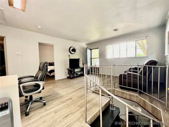 home office featuring hardwood / wood-style flooring