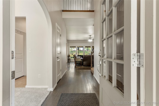 hallway featuring wood-type flooring