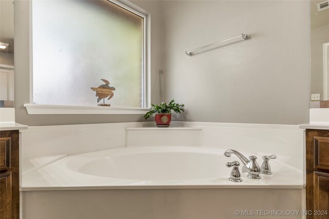 bathroom with vanity and a bathtub