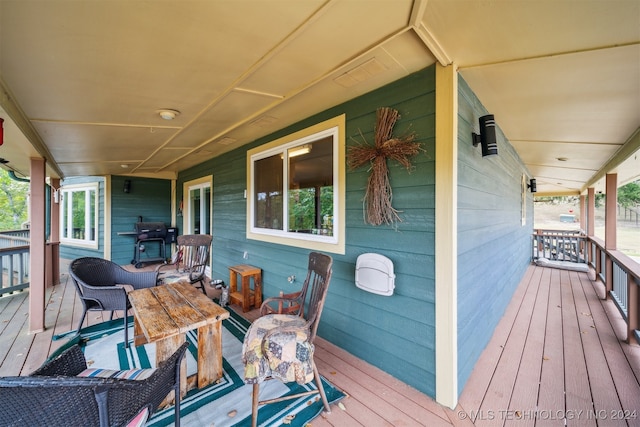 wooden deck with covered porch