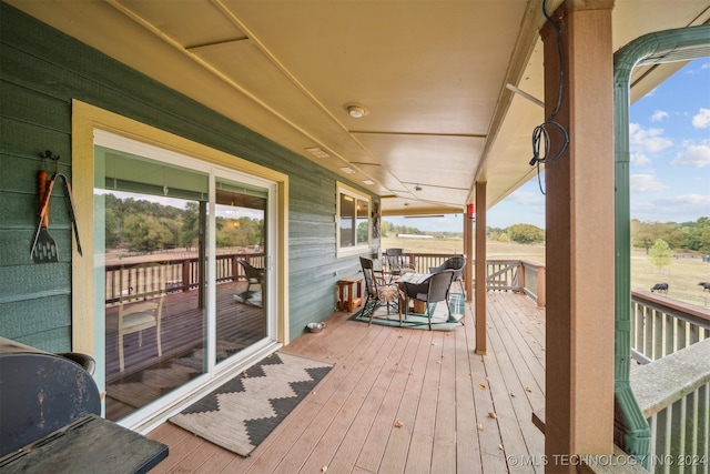 wooden deck with covered porch