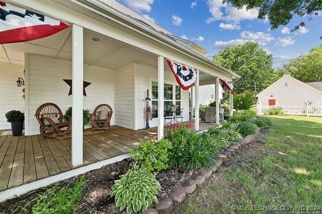 deck with a lawn