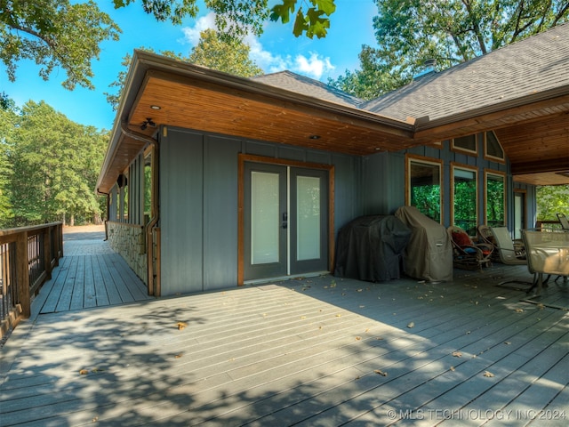 deck with french doors