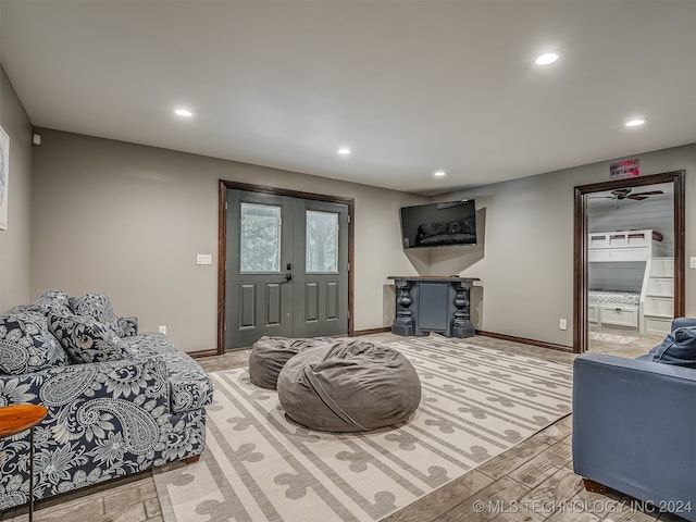 living room featuring light hardwood / wood-style flooring