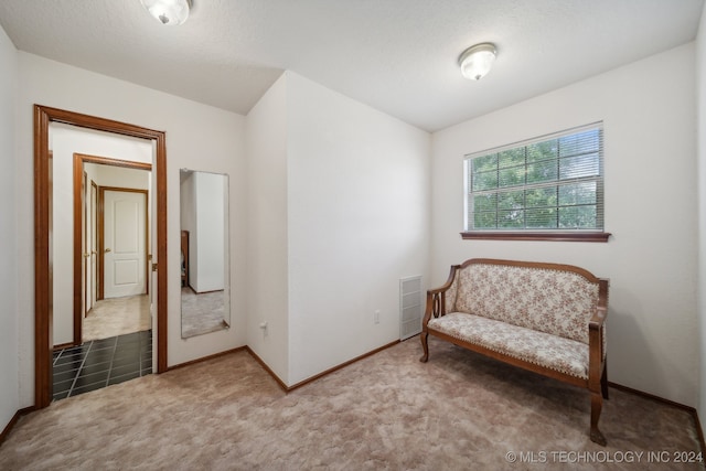 living area with carpet