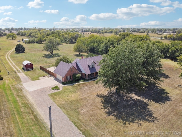 drone / aerial view with a rural view