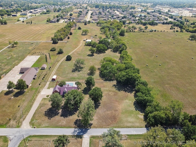 bird's eye view with a rural view