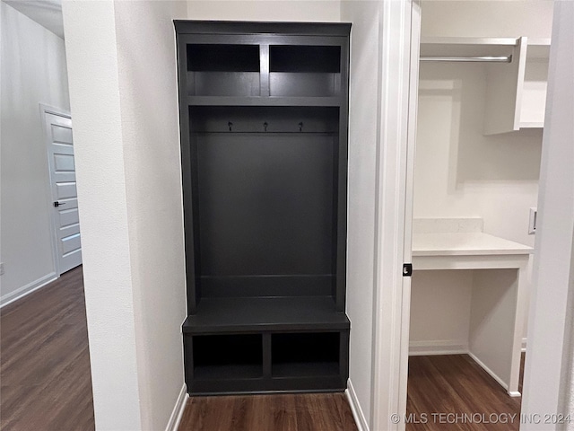 mudroom featuring dark hardwood / wood-style floors