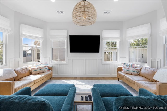 living room featuring light hardwood / wood-style flooring