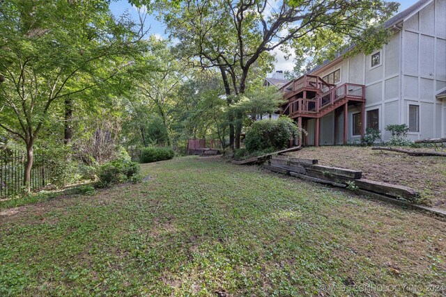 view of yard featuring a deck