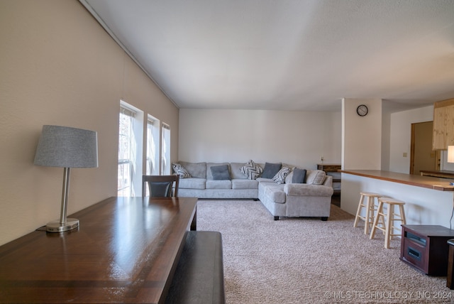 living room with light colored carpet