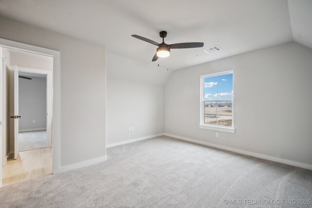 17599 S Harvard Ave, Mounds, OK 74047 - unfurnished bedroom with carpet, lofted ceiling, baseboards, and ceiling fan