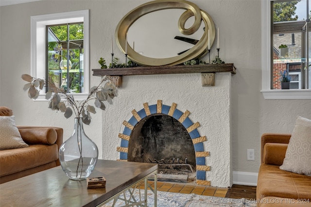 living room with hardwood / wood-style floors