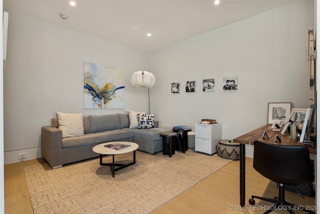 living room with light wood-type flooring