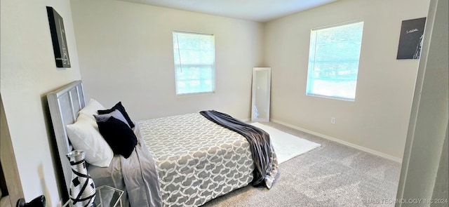 bedroom with multiple windows and carpet flooring