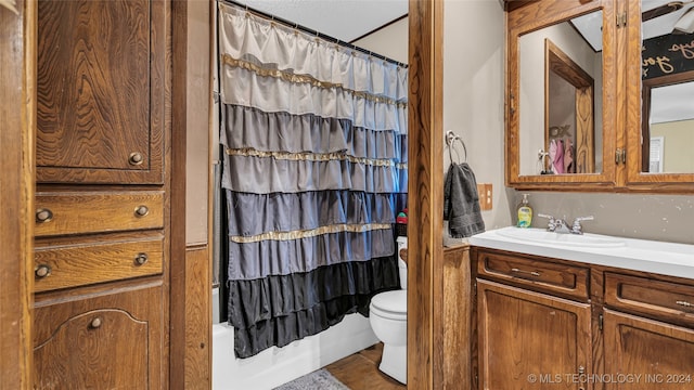 full bathroom featuring vanity, toilet, and shower / bath combo