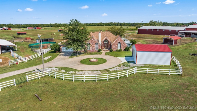 drone / aerial view featuring a rural view