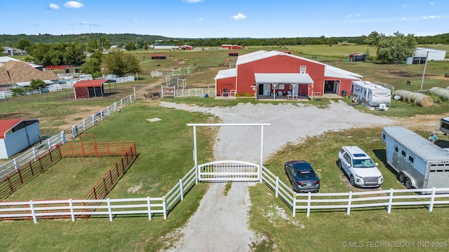 drone / aerial view with a rural view