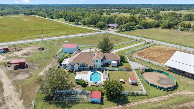 aerial view featuring a rural view