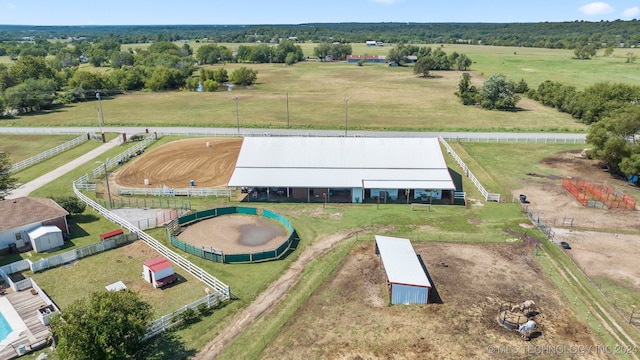 drone / aerial view with a rural view