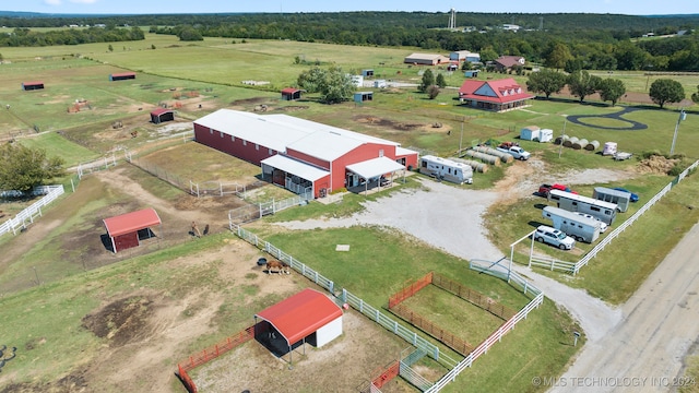 aerial view featuring a rural view