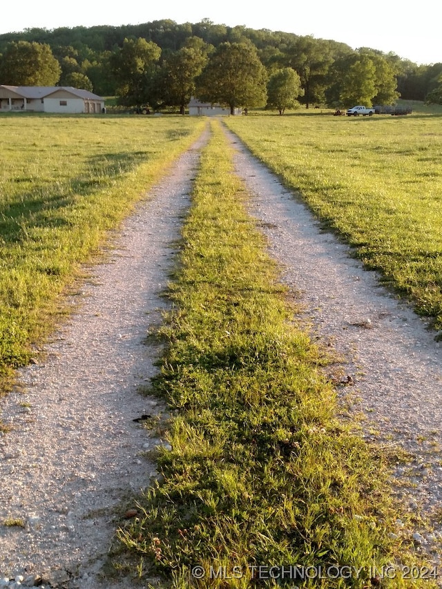 view of street with a rural view