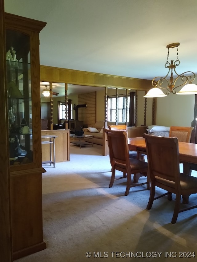 view of carpeted dining space