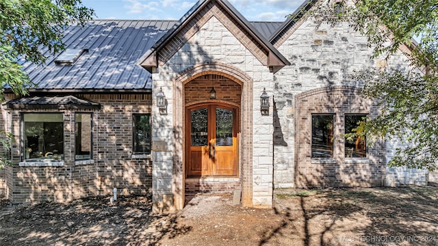 view of exterior entry with french doors