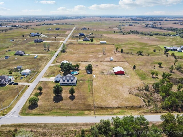 aerial view featuring a rural view