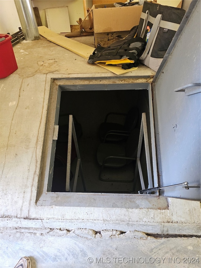 view of entry to storm shelter